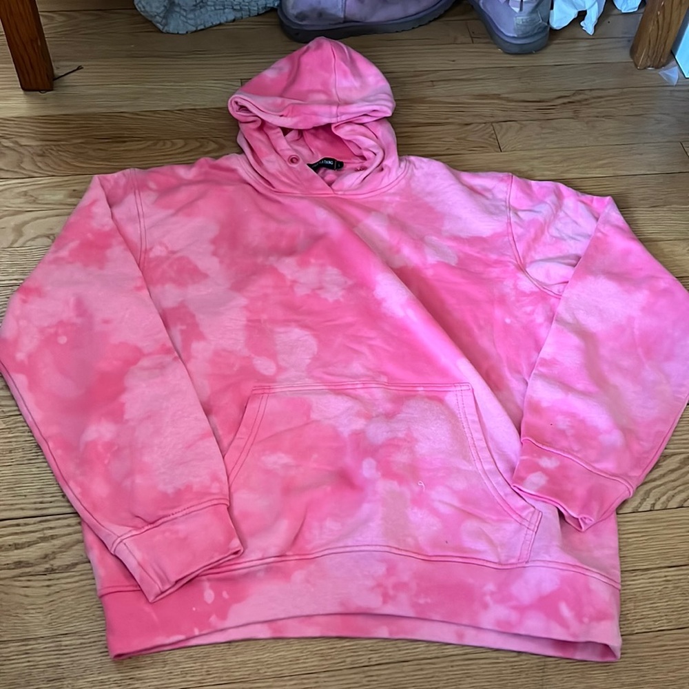 Cotton candy pink tie dye hoodie sweatshirt